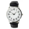 Montre homme cadran rond acier argenté bracelet simili Ø3,5xH23,5cm (2 modèles)