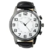 Montre homme cadran rond noir bracelet simili Ø4xH25,5cm (2 modèles)