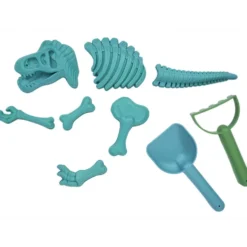 Moule dinosaure bleu avec pelle et rateau 9 pièces