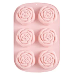 Moule à gâteau x6 fleur rose silicone 16,5x22,5cm