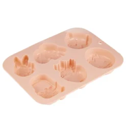 Moule thème Pâques 6 emplacements silicone rose 15x19,5cm