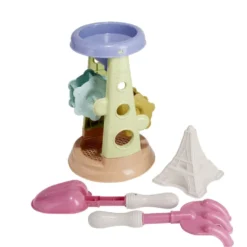 Moulin à sable avec pelle râteau et moule Funky 4 pièces