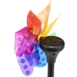 Moulin à vent solaire à planter plastique multicolore 17x10xH30cm