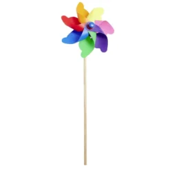 Moulin à vent Ø20xH60cm bois et plastique multicolore