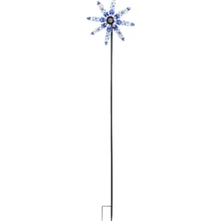 Moulin à vent XL à planter en métal décoré bleu 40,5x23xH180cm
