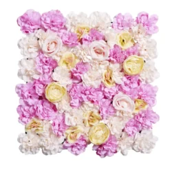 Mur de fleurs artificielles clipsable rose 50x50cm