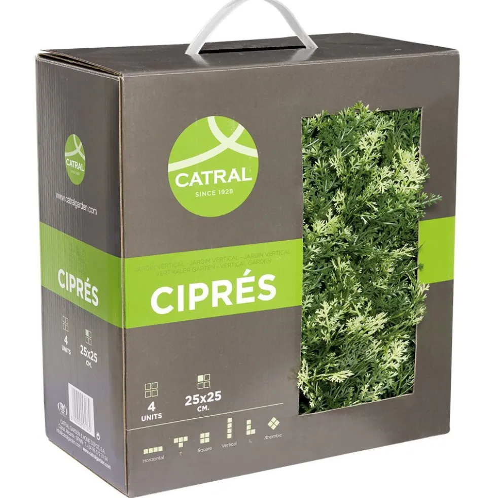 Mur végétal 4 carreaux cyprès artificiel vert