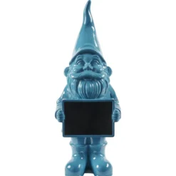 Nain de jardin avec pancarte craie uni bleu H30cm
