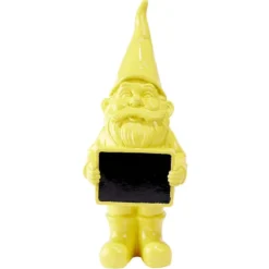 Nain de jardin avec pancarte craie uni jaune H30cm