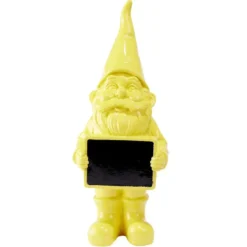 Nain de jardin avec pancarte craie uni jaune H30cm