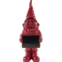 Nain de jardin avec pancarte craie uni rouge H30cm