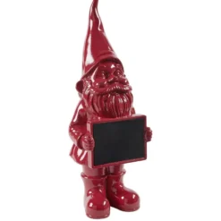 Nain de jardin avec pancarte craie uni rouge H30cm
