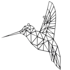 Oiseau design origami à suspendre métal ajouré noir L25xH22cm