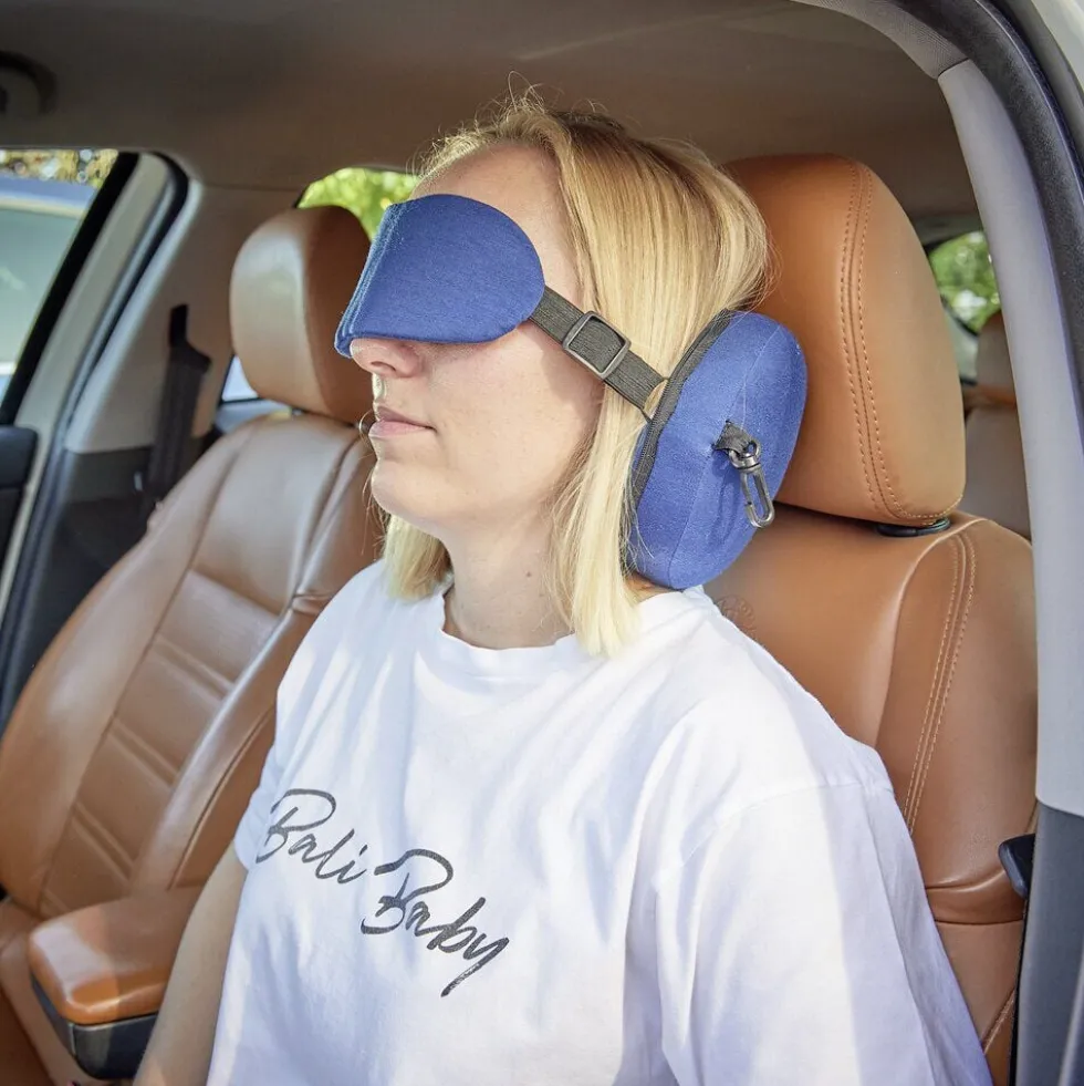 Oreiller de voyage 2 en 1 masque pour les yeux polyester - 3 coloris