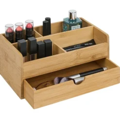Organisateur de maquillage en bambou naturel 25x15xH11cm