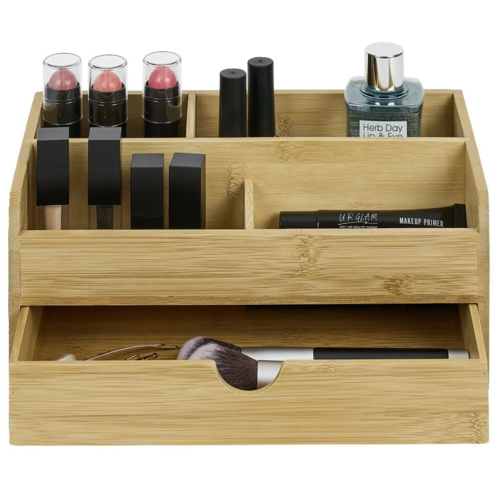 Organisateur de maquillage en bambou naturel 25x15xH11cm