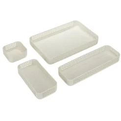 Organiseur de bureau pour tiroir x4 plastique beige 22x10,5xH4,5cm