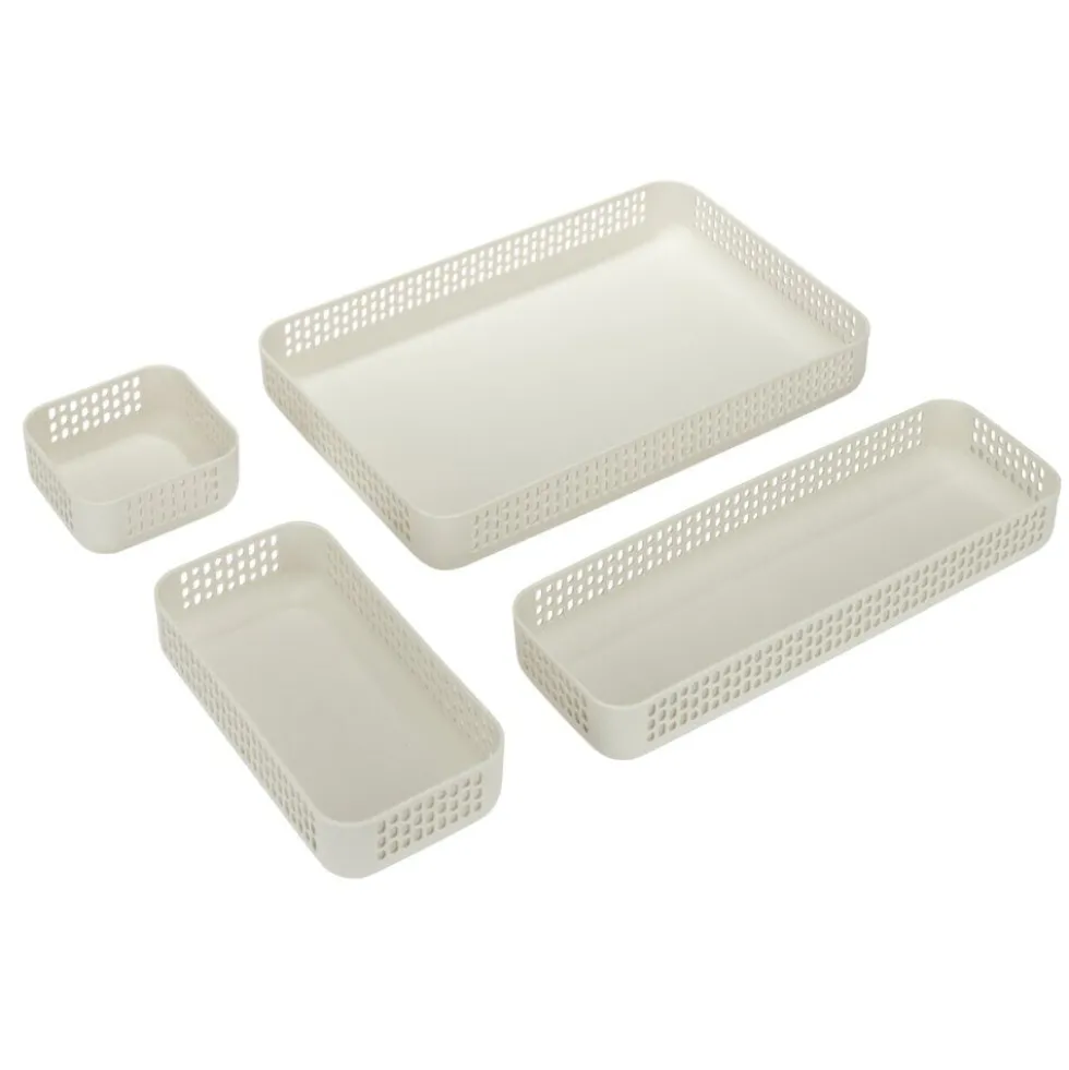 Organiseur de bureau pour tiroir x4 plastique beige 22x10,5xH4,5cm