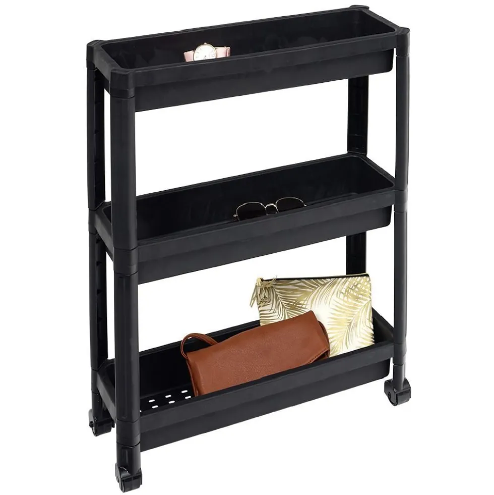 Organiseur 3 niveaux à roulettes noir
