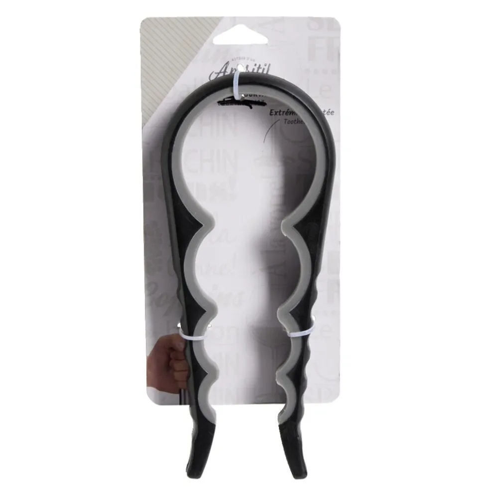 Ouvre bocal et bouteille universel noir et gris L23cm