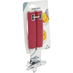 Ouvre boîte inox avec manche en polypropylène rouge