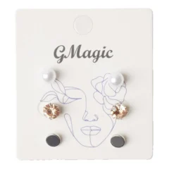 Paire de boucles d'oreilles femme puces x3 en métal Ø1cm (3 modèles)