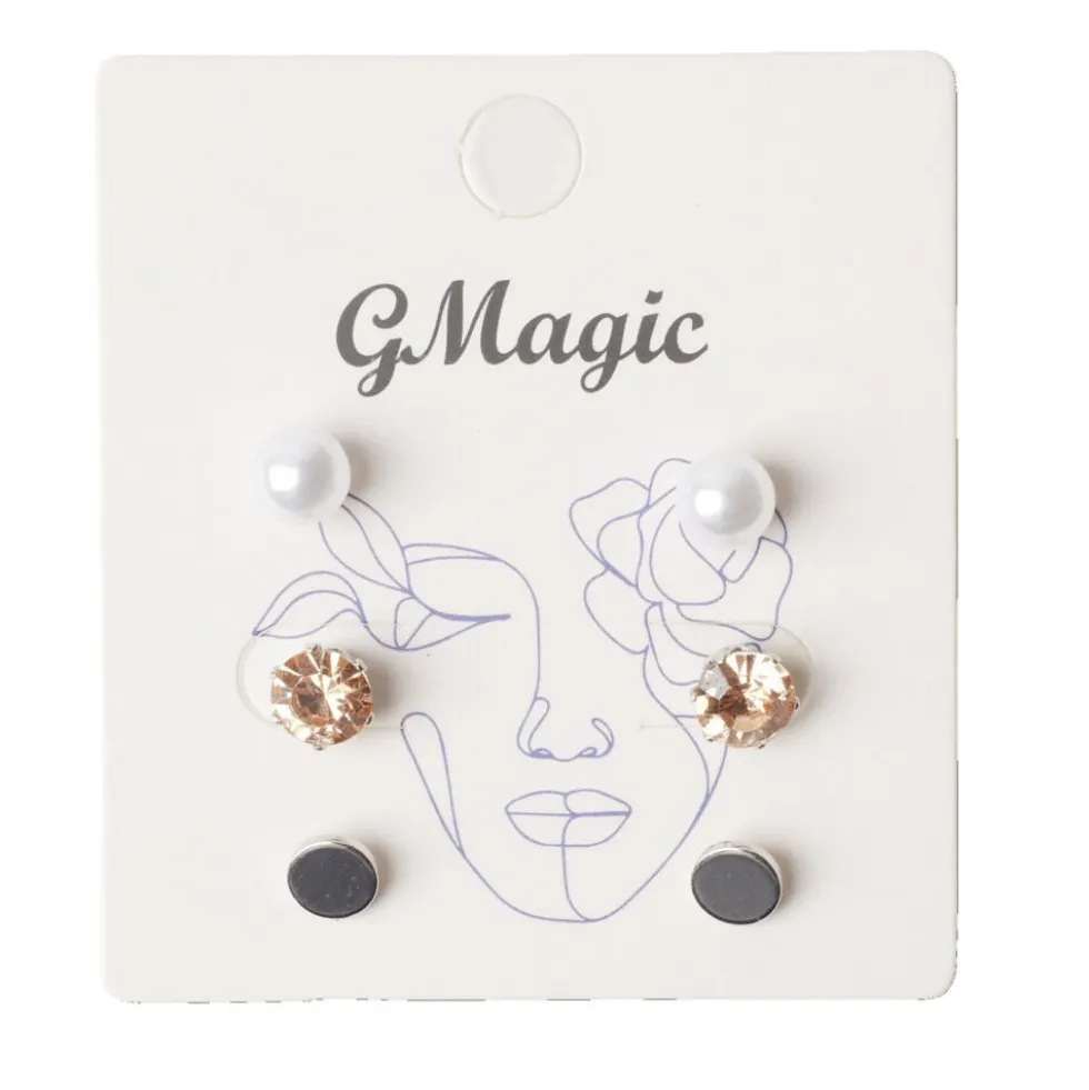 Paire de boucles d'oreilles femme puces x3 en métal Ø1cm (3 modèles)