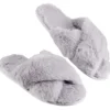 Paire de chaussons à brides croisées femme gris