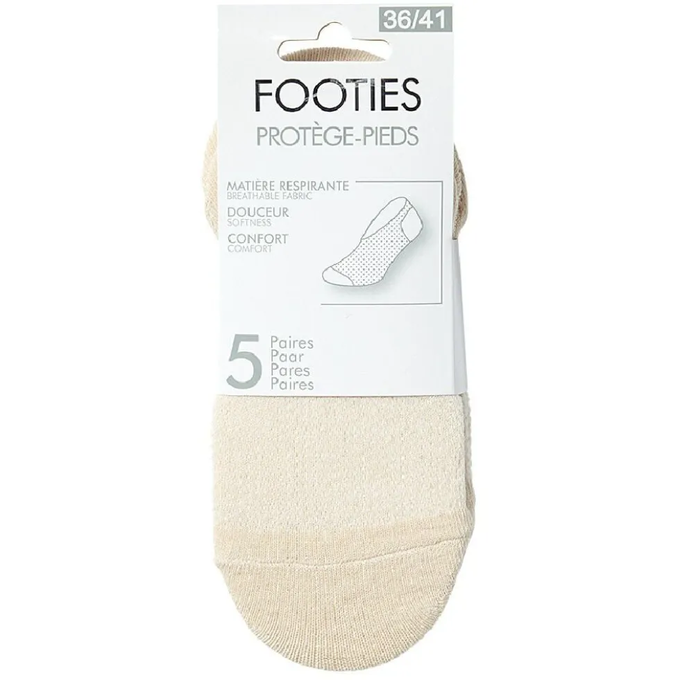 Paires de chaussettes invisible x5 femme beige