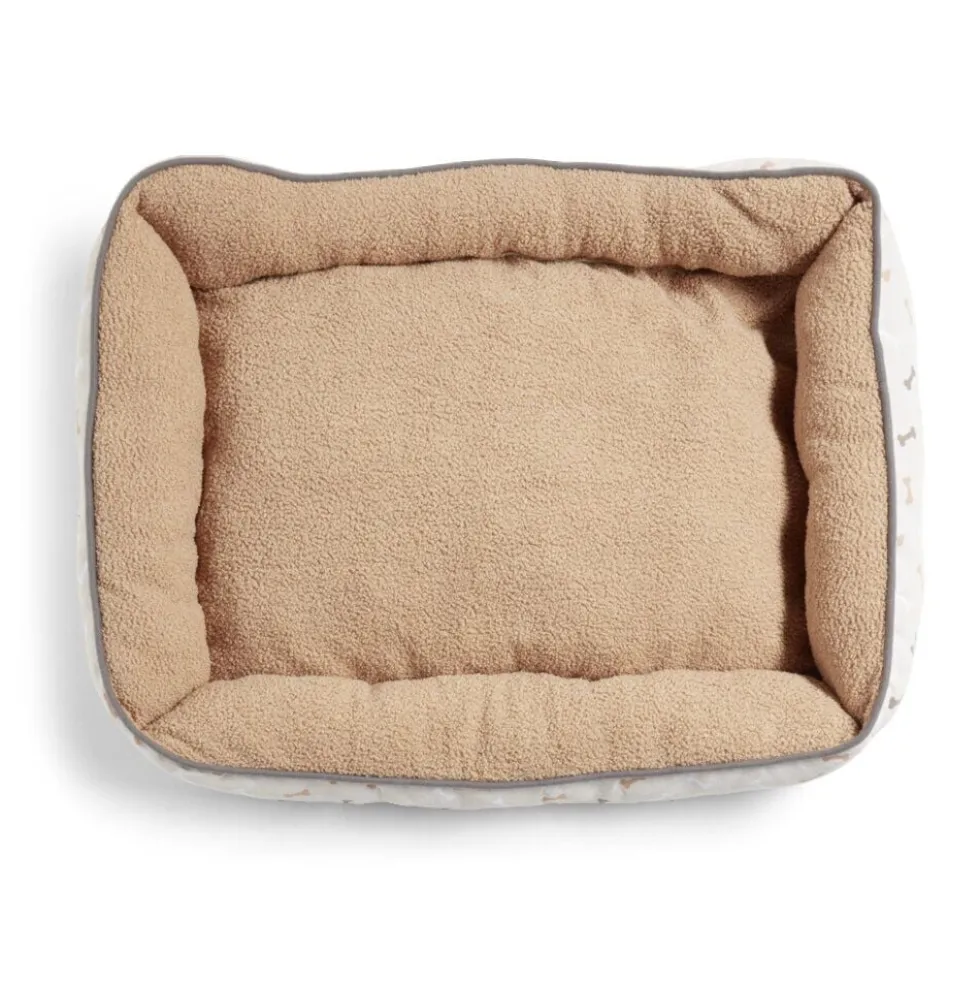 Panier couchage chien marron et motif os 55x75cm