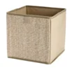 Panier de rangement carré intissé et bambou beige 27x27x27cm