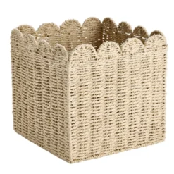 Panier de rangement carré papier tressé effet corde naturel 27x27x27cm