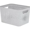 Panier de rangement plastique blanc 35x26,5xH21cm