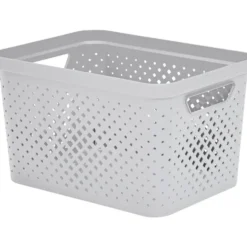 Panier de rangement plastique blanc 35x26,5xH21cm