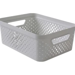 Panier de rangement plastique blanc 35x26,5xH13cm