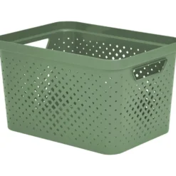 Panier de rangement plastique vert 35x26,5xH21cm