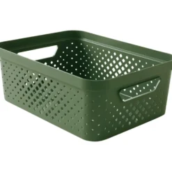 Panier de rangement plastique vert 35x26,5xH13cm