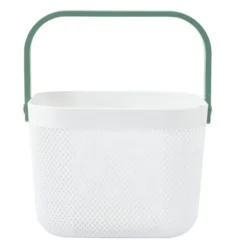 Panier plastique avec anse blanc et vert - L24 x l24 x H18 cm