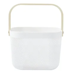 Panier plastique avec anse blanc et naturel - L24 x l24 x H18 cm