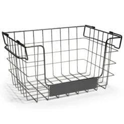 Panier superposable taille M métal noir 34,5x24x19cm