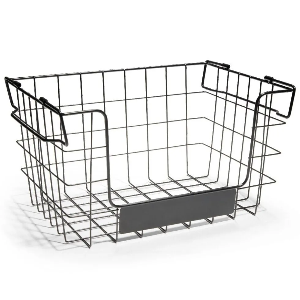 Panier superposable taille M métal noir 34,5x24x19cm