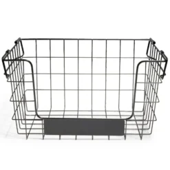 Panier superposable taille M métal noir 34,5x24x19cm