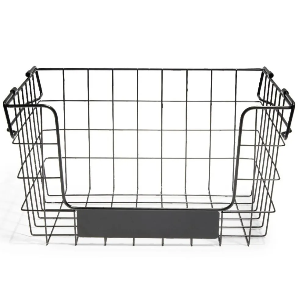 Panier superposable taille M métal noir 34,5x24x19cm