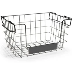 Panier superposable taille M métal noir 34,5x24x19cm