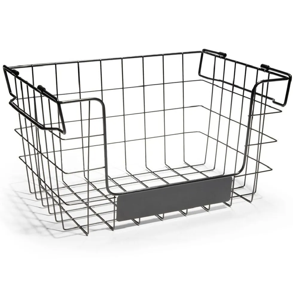 Panier superposable taille M métal noir 34,5x24x19cm