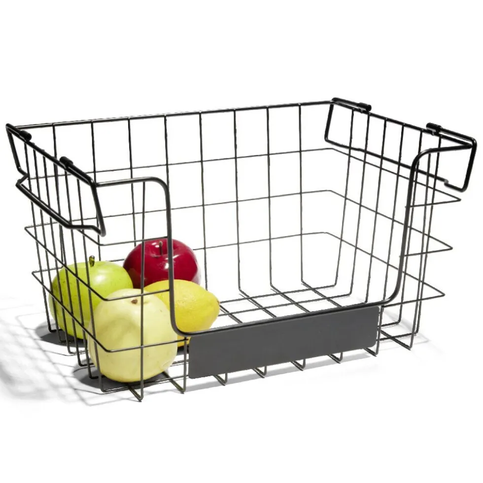 Panier superposable taille M métal noir 34,5x24x19cm