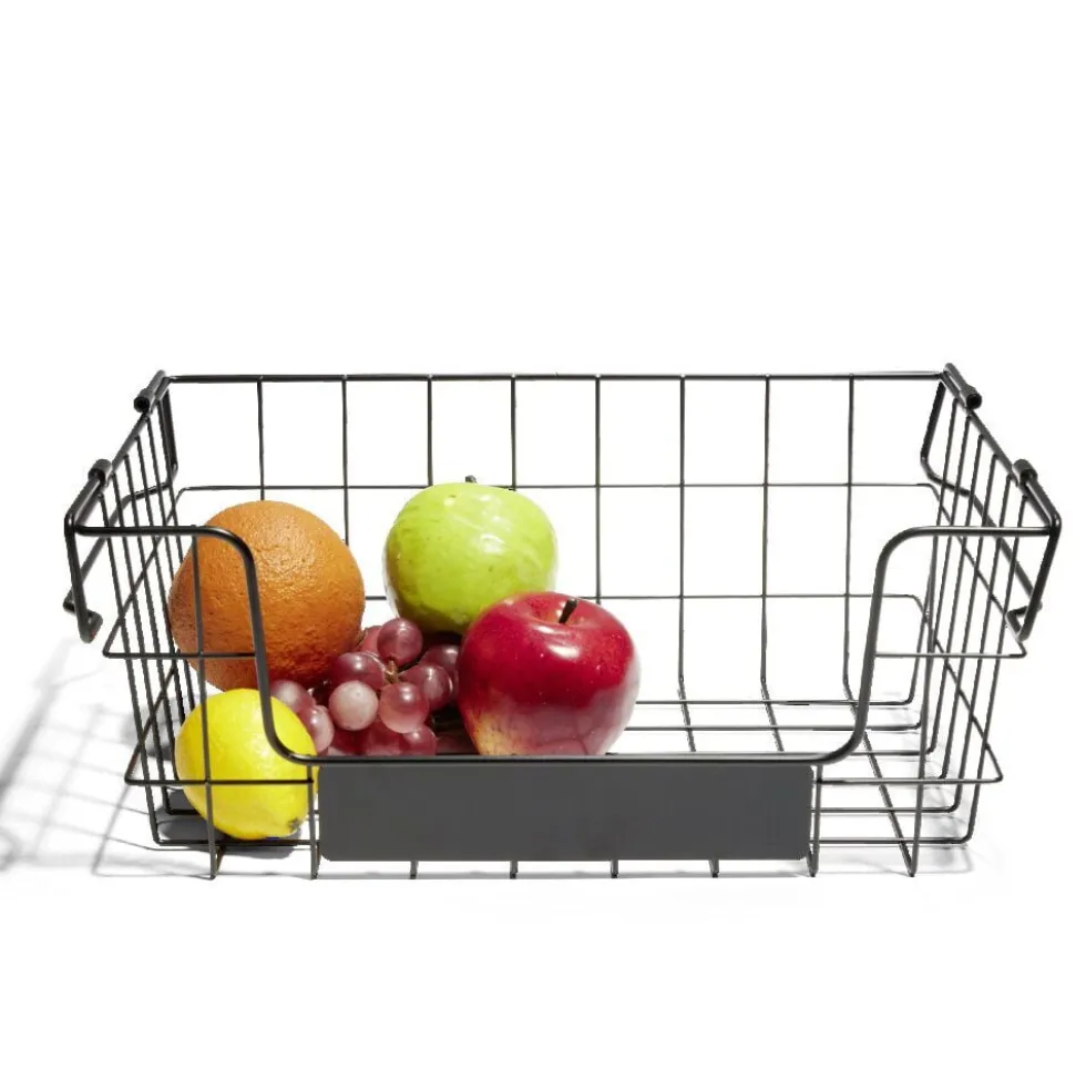 Panier superposable taille S métal noir 34,5x24x14cm