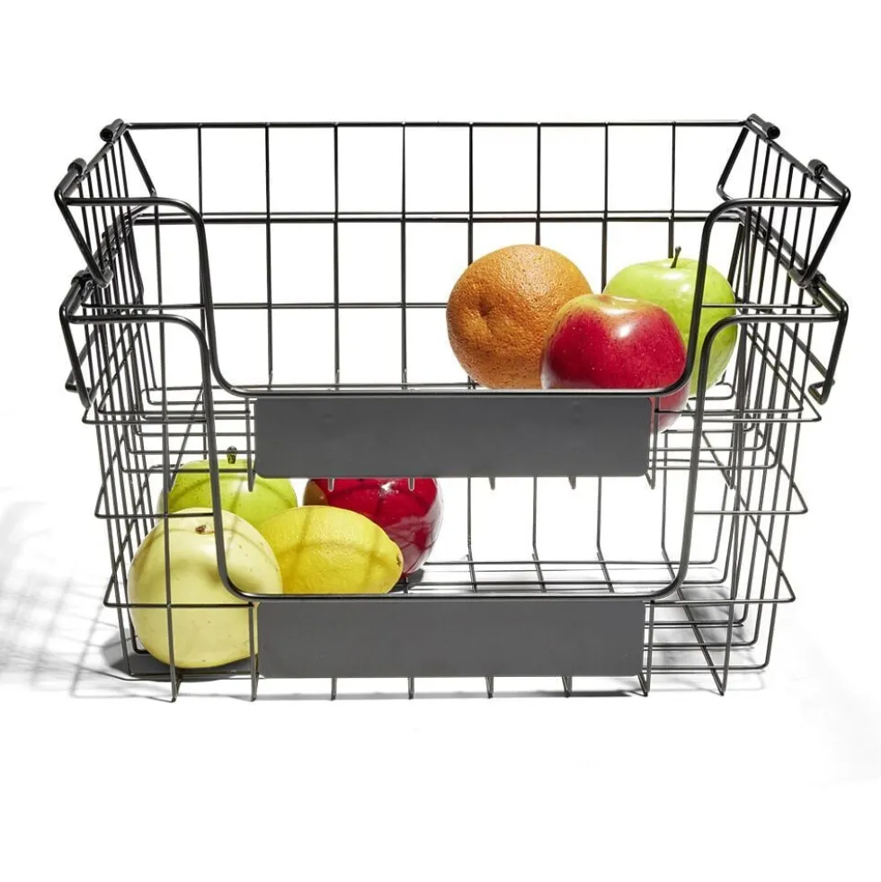 Panier superposable taille S métal noir 34,5x24x14cm
