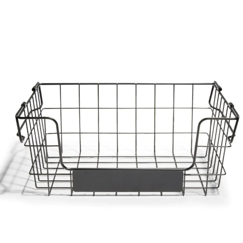 Panier superposable taille S métal noir 34,5x24x14cm