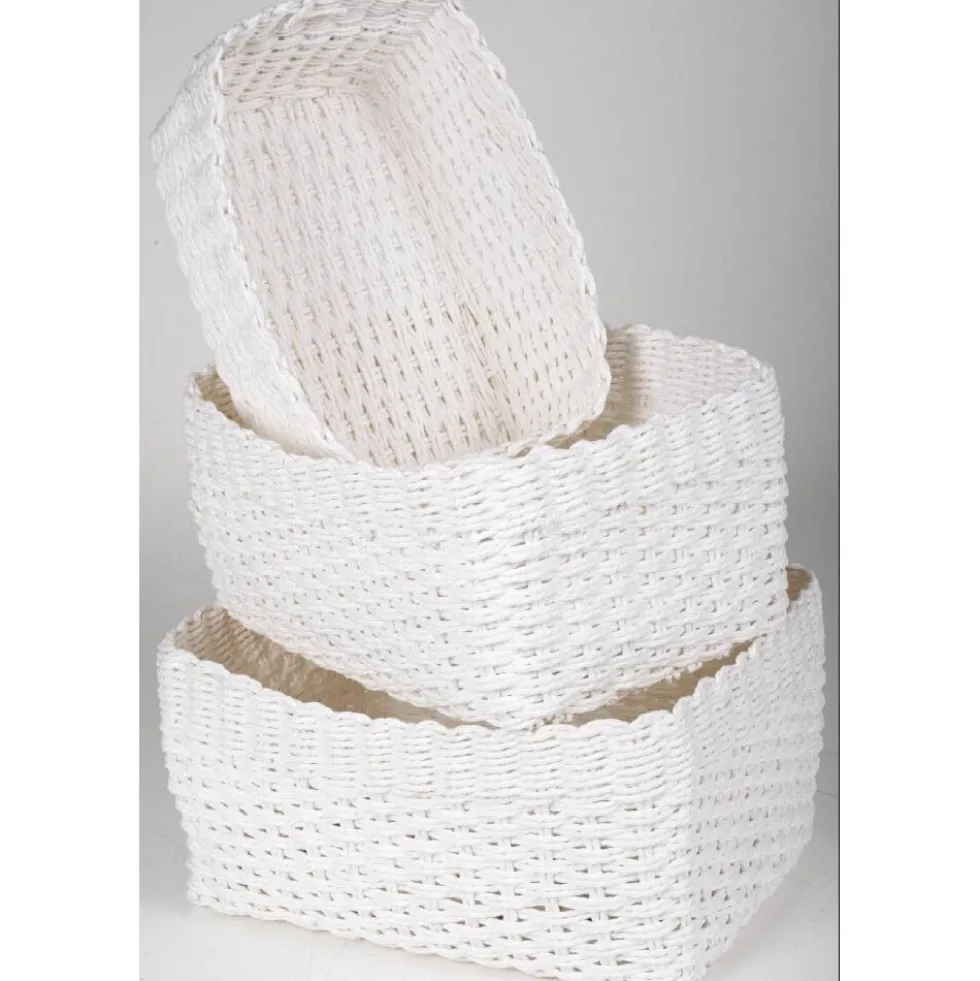 Panière blanche tressée x3